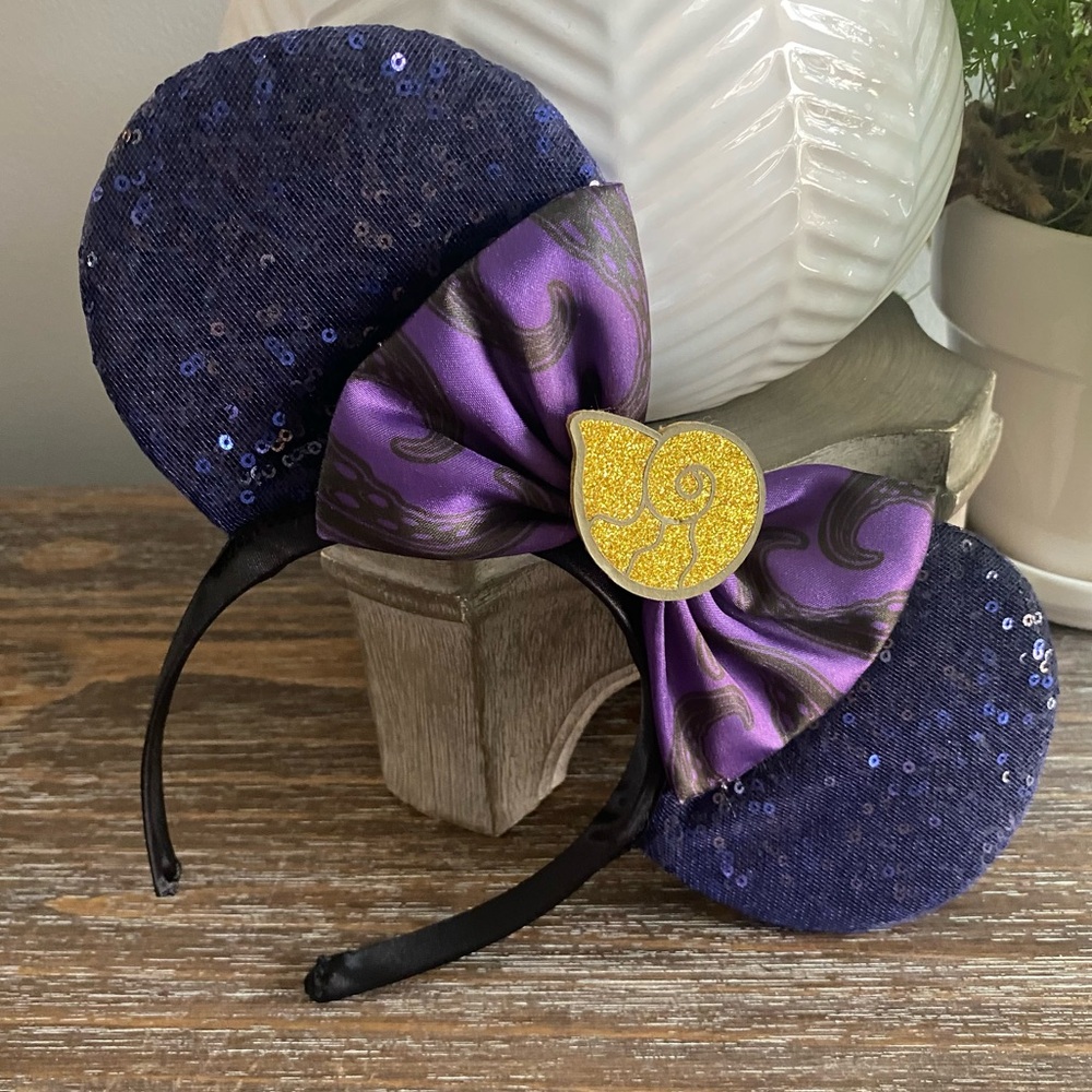 Disney 100 Villains Ursula Sequined Mickey Mouse Ears Headband Black Purple